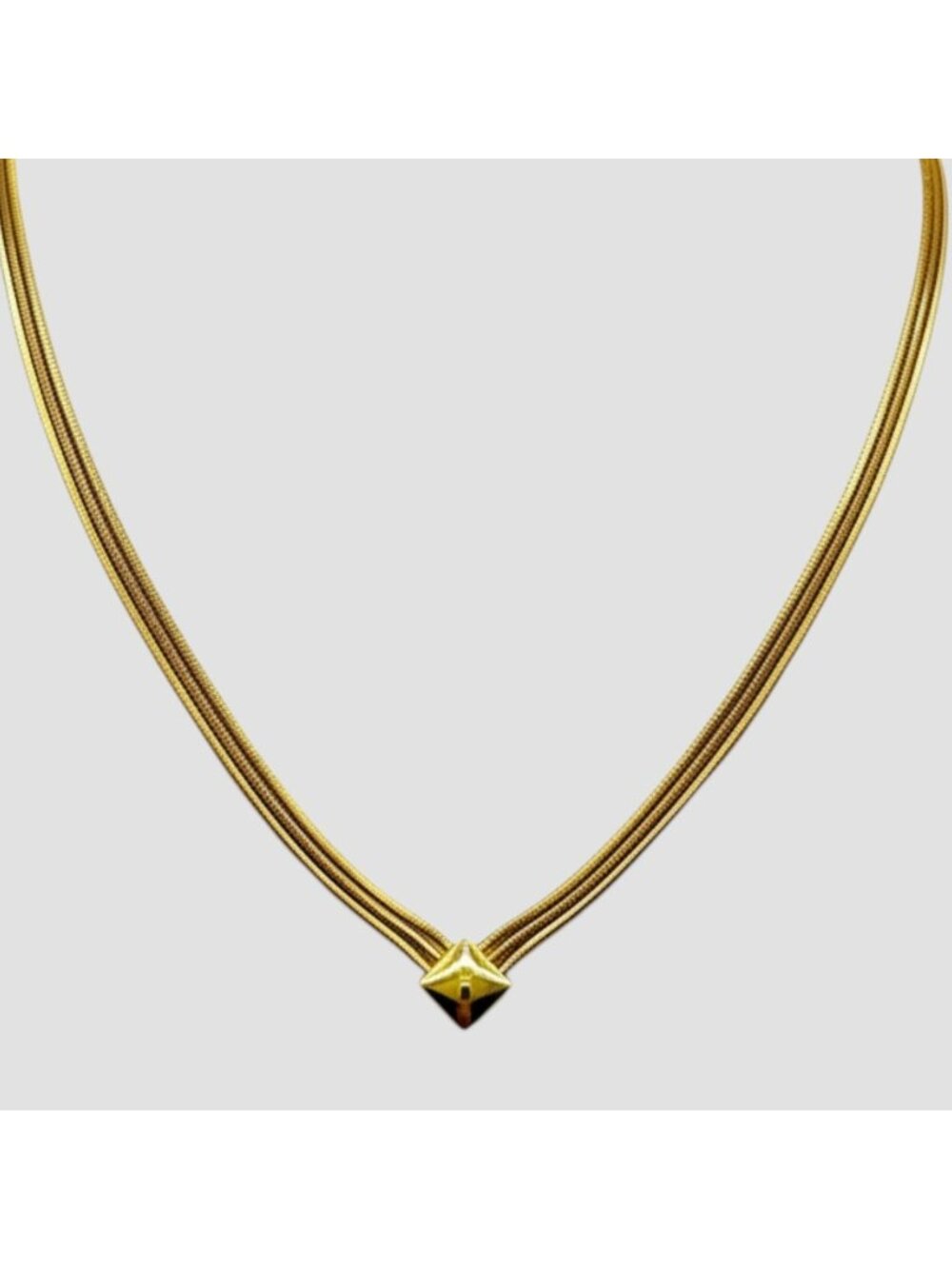 Napier Gold-Tone Triple-Strand Necklace With Diamond Shape Pendant